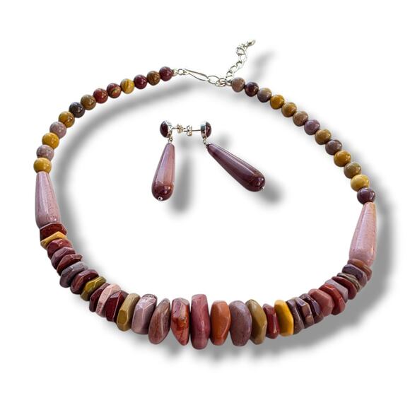 Jay King Mookaite Jasper Stone Set Necklace & Earrings Sterling Silver 925 New